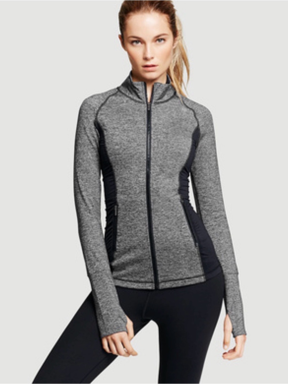 🛍️Victoria's Secret Sport XS Gray and Black Zip-Up Athletic Jacket